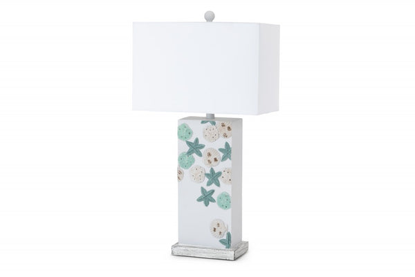 Set of 2 Blue and White Starfish Table Lamps