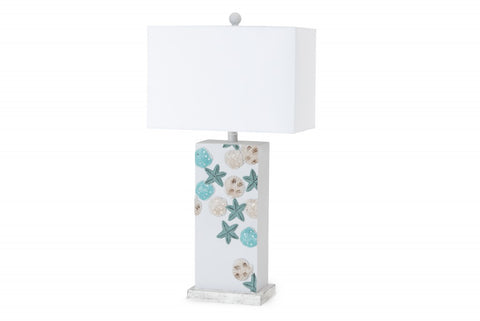 Set of 2 Green and White Starfish Table Lamps