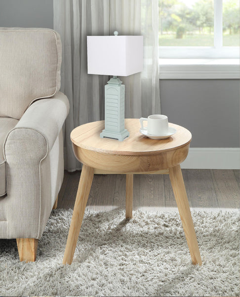 Set of 2 Powder Blue Slatted Table Lamps with Square Shade