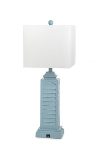 Set of 2 Light Blue Louver Base Table Lamps with USB