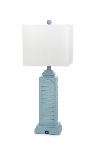 Set of 2 Light Blue Louver Base Table Lamps with USB