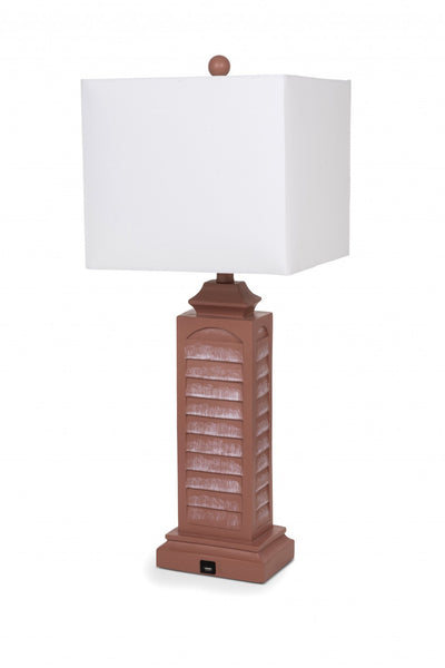 Set of 2 Light Red Louver Base Table Lamps with USB