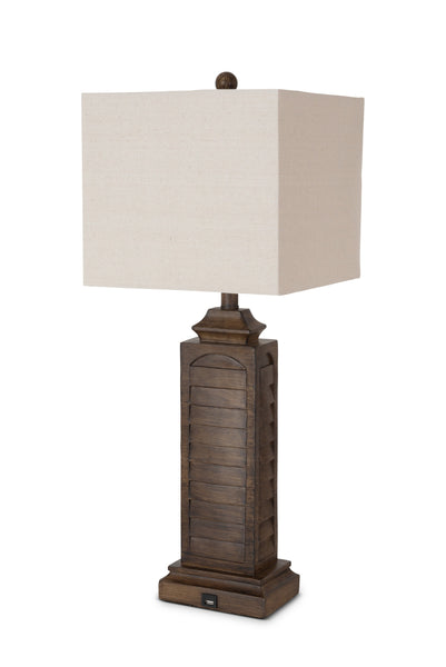 Set of 2 Brown Louver Base Table Lamps with USB