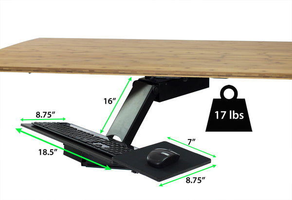 Black Ergonomic Under Desk Pull Out Keyboard Sit or Stand Tray