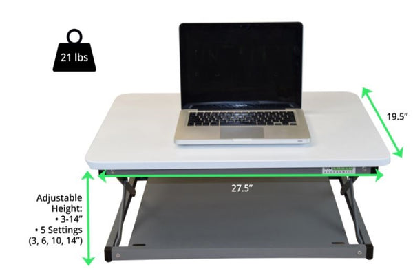 Small Silver Adjustable Standing Desk Converter