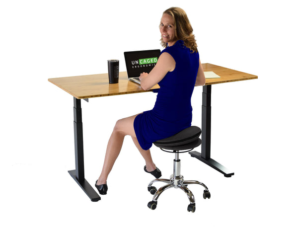 Black and Chrome Active Sitting Rolling Balance Desk Chair