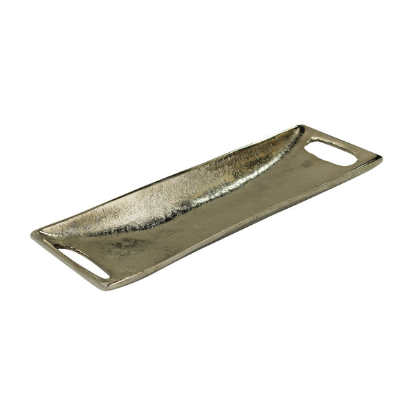 Petite Burnished Silver Metal Boat Shaped Tray