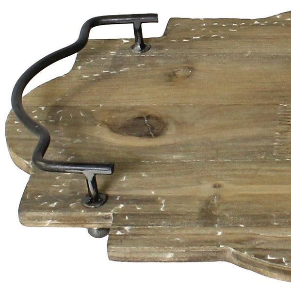 Jumbo Wooden Tray with Metal Handles