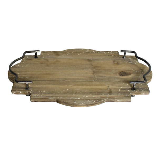 Jumbo Wooden Tray with Metal Handles