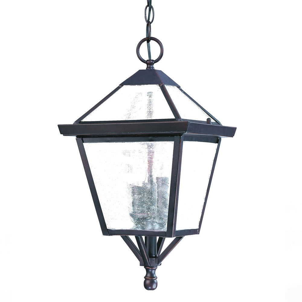 Three Light Bronze Glass Hanging Lantern Light