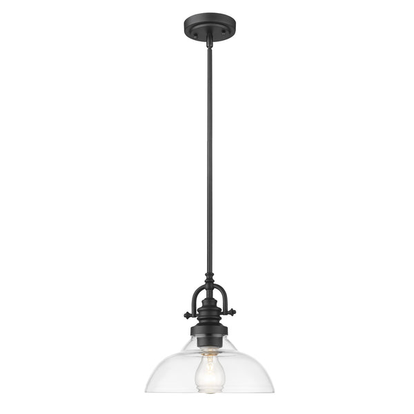 Virginia 1-Light Matte Black Pendant With Clear Glass Shade