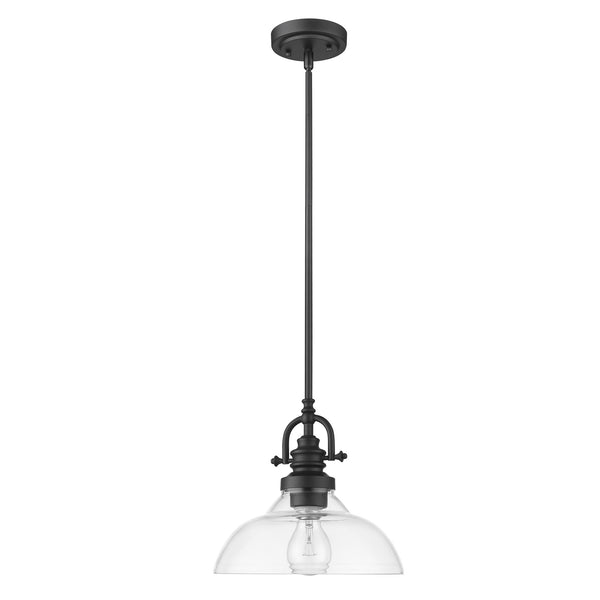 Virginia 1-Light Matte Black Pendant With Clear Glass Shade