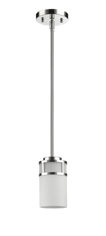 Alexis 1-Light Polished Nickel Pendant With Etched Glass Shade