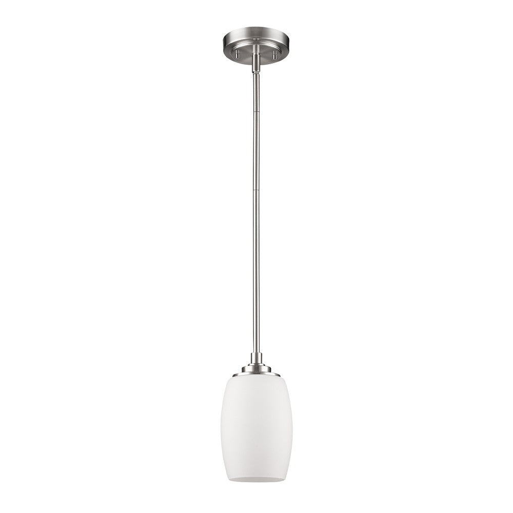 Sophia 1-Light Satin Nickel Pendant With Frosted Glass Shade