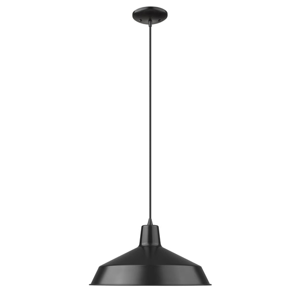 Alcove 1-Light Matte Black Pendant With Antique White Interior Shade