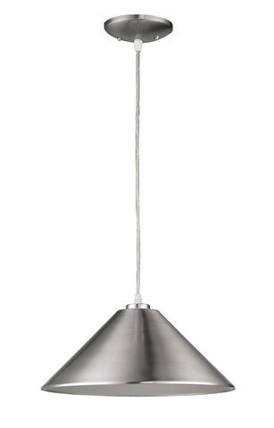 Alcove 1-Light Satin Nickel Pendant With Pewter Interior Shade