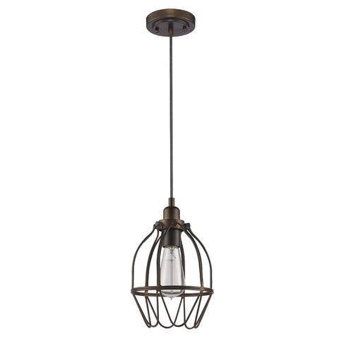 Loft 1-Light Oil-Rubbed Bronze Pendant With Wire Shade