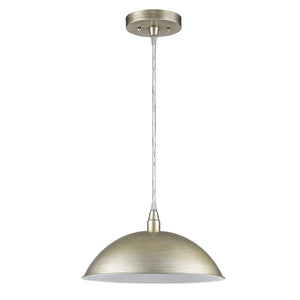 Layla 1-Light Washed Gold Bowl Pendant With Gloss White Interior Shade