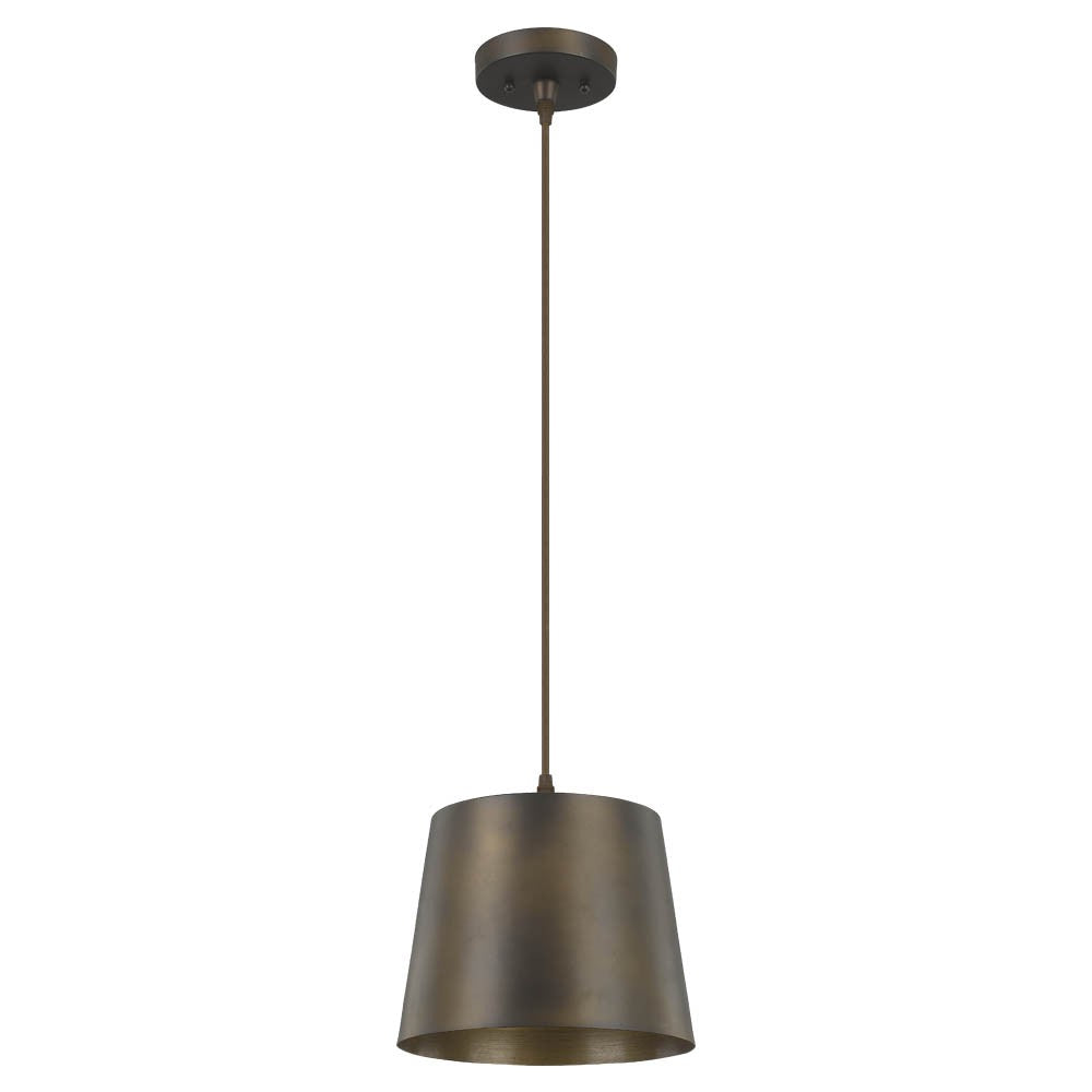 Luna 1-Light Oil-Rubbed Bronze Pendant With Antique Gold Interior Shade