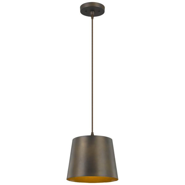 Luna 1-Light Oil-Rubbed Bronze Pendant With Antique Gold Interior Shade