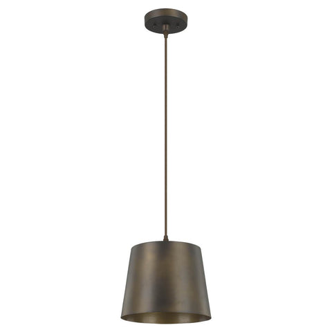 Luna 1-Light Oil-Rubbed Bronze Pendant With Antique Gold Interior Shade