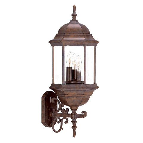 Three Light Brown Domed Glass Lantern Wall Light