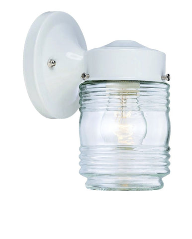 White Standard Jelly Jar One Light Outdoor Wall Light