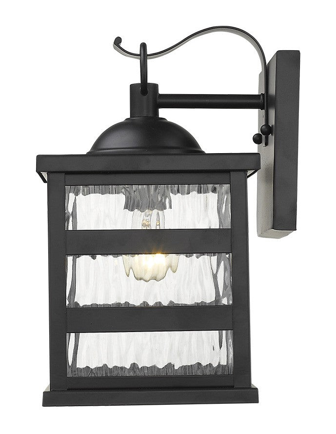 Glass panel Matte Black Outdoor Hanging Light