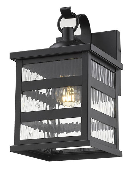 Glass panel Matte Black Outdoor Hanging Light