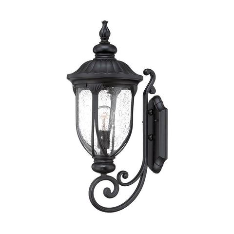 XL Matte Black Cast Aluminum Glass Lantern Wall Light