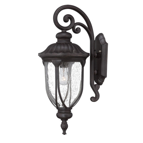 XL Black Cast Aluminum Glass Lantern Wall Sconce