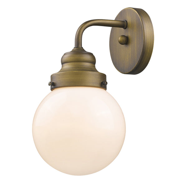 Portsmith 1-Light Raw Sconce With White Globe Shade