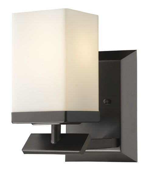 Burgundy 1-Light Oil-Rubbed Bronze Sconce With Etched Glass Shade