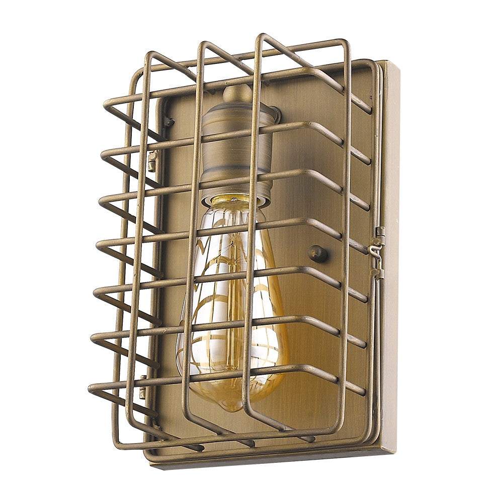 Lynden 1-Light Raw Brass Sconce With Wire Cage Shade