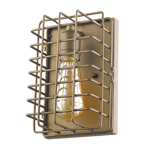 Lynden 1-Light Raw Brass Sconce With Wire Cage Shade