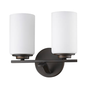 Poydras 2-Light Oil-Rubbed Bronze Vanity Light With Etched Glass Shades