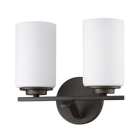 Poydras 2-Light Oil-Rubbed Bronze Vanity Light With Etched Glass Shades