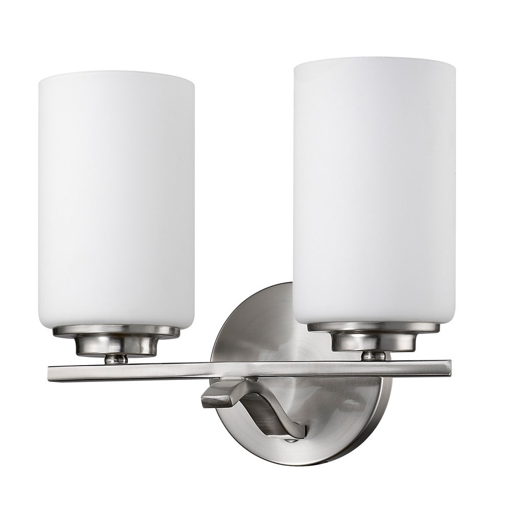 Poydras 2-Light Satin Nickel Vanity Light With Etched Glass Shades