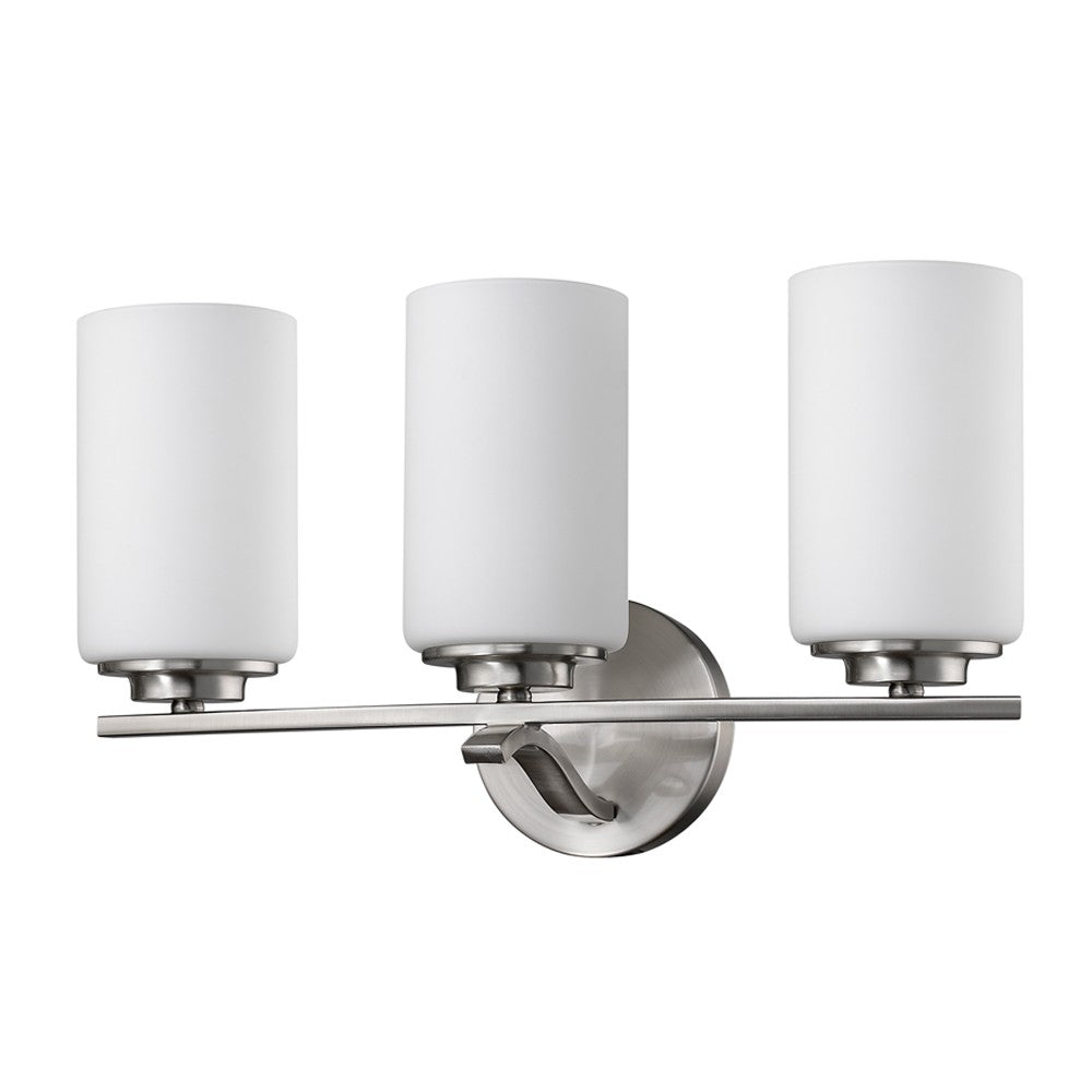 Poydras 3-Light Satin Nickel Vanity Light With Etched Glass Shades