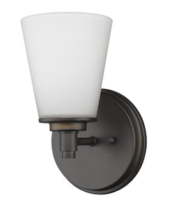 Conti 1-Light Oil-Rubbed Bronze Sconce With Etched Glass Shade