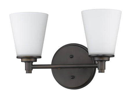 Conti 2-Light Oil-Rubbed Bronze Sconce With Etched Glass Shades