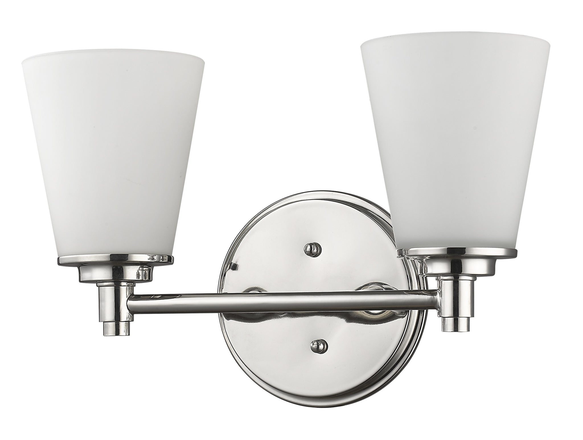 Conti 2-Light Polished Nickel Sconce With Etched Glass Shades