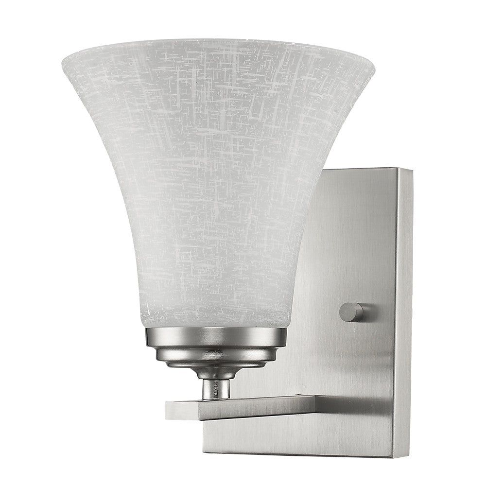 Union 1-Light Satin Nickel Sconce With Frosted Glass Shade