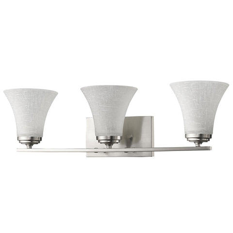 Union 3-Light Satin Nickel Vanity Light With Frosted Glass Shades