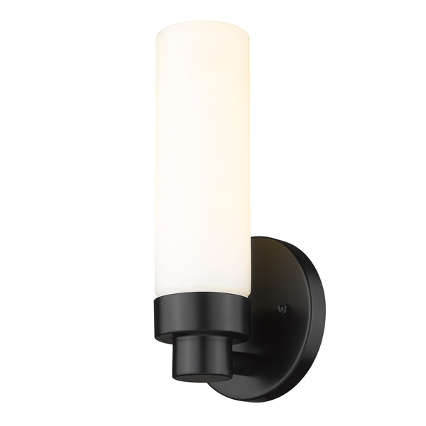 Valmont 1-Light Matte Black Sconce With Etched Glass