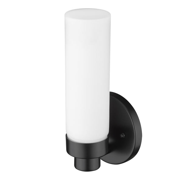 Valmont 1-Light Matte Black Sconce With Etched Glass