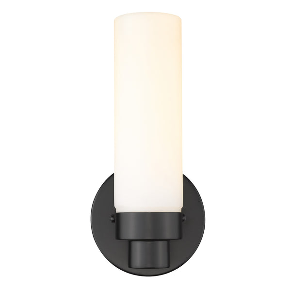 Valmont 1-Light Matte Black Sconce With Etched Glass