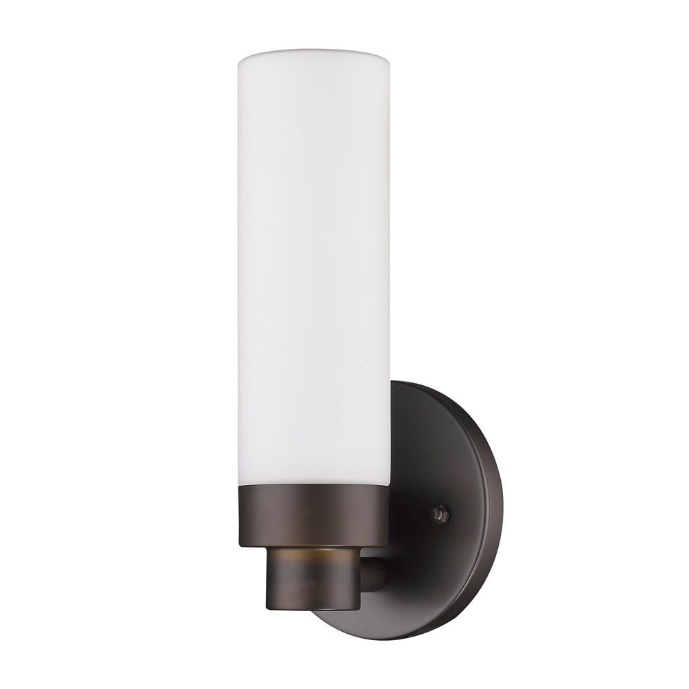 Valmont 1-Light Oil-Rubbed Bronze Sconce With Etched Glass