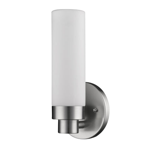 Valmont 1-Light Satin Nickel Sconce With Etched Glass