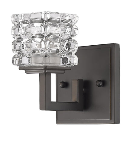 Coralie 1-Light Oil-Rubbed Bronze Sconce With Pressed Crystal Shade